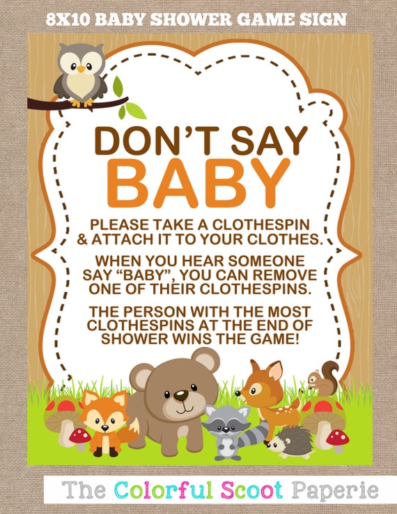 INSTANT DOWNLOAD Woodland Baby Shower Don't Say Baby