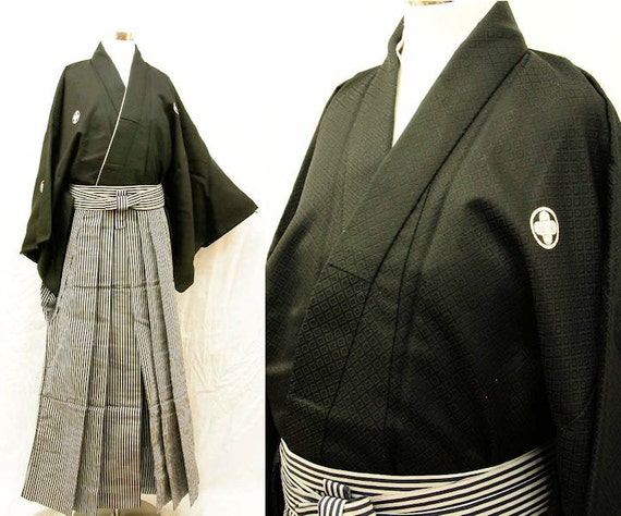 Japanese Vintage Men's Kimono & Hakama / SAMURAI Set