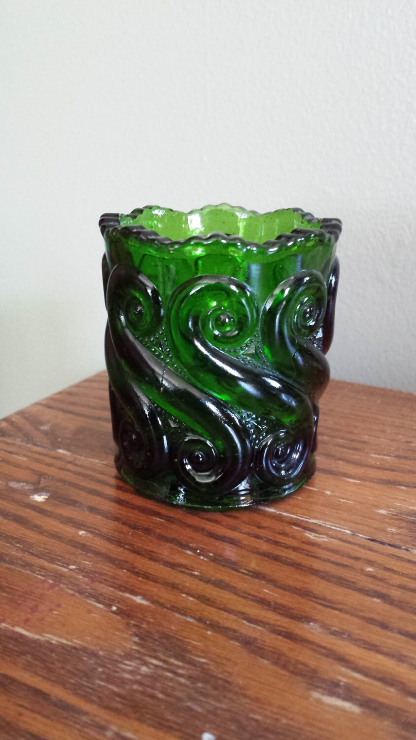 Green Vintage Glass Toothpick Holder National Glass Company Toothpick Holder Green Glass Haute