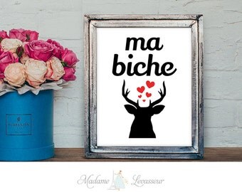 printable art ma biche valentine French love art prints romantic art prints deer printable art love DIY art print wall art prints home decor