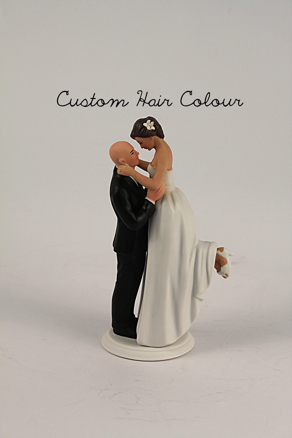  Mixed  Race  Bride and Groom Wedding  Cake  Topper  Light Skin