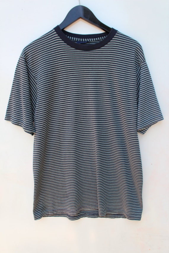 90s Striped Shirt / Grunge / Men's MEDIUM T-shirt / Micro