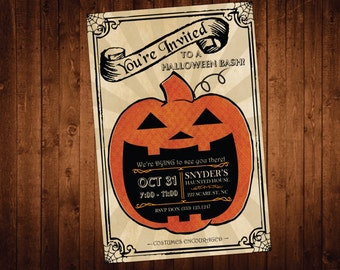 Halloween Pumpkin Party Invitation / Halloween Party Invites / Halloween Invitation / Halloween Bash