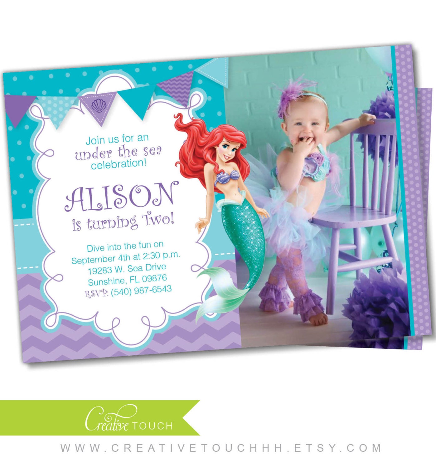 Little Mermaid Invitation Little Mermaid invite Ariel