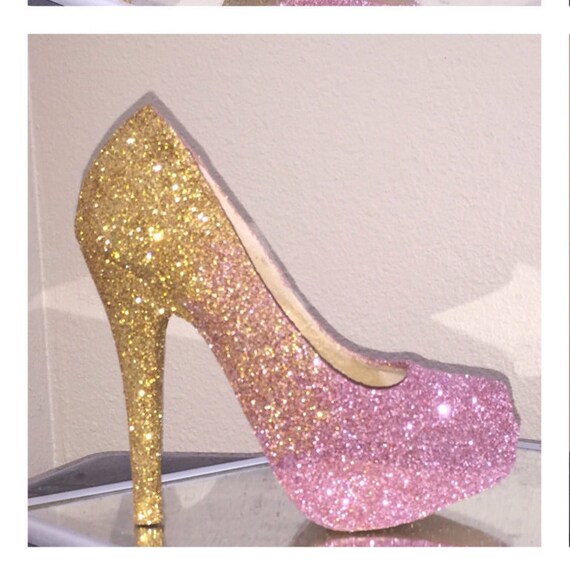 Women's GIRLY Pink and gold ombré fade sparkly by CrystalCleatss