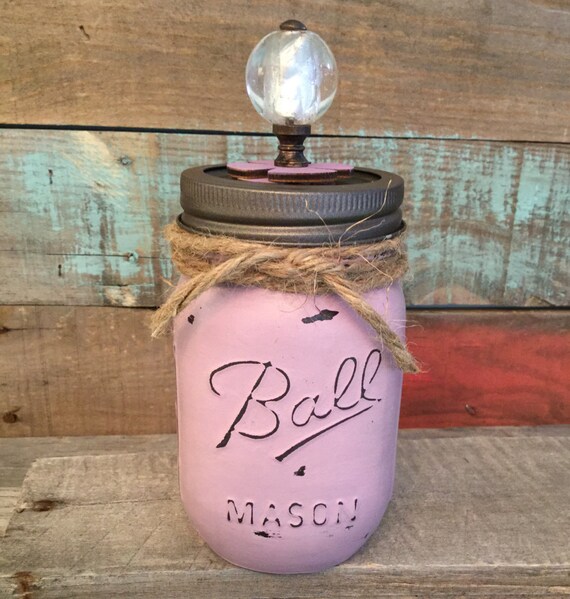 Purple Mason Jar With Unique Lid Pint Size by VintageDaisyHome