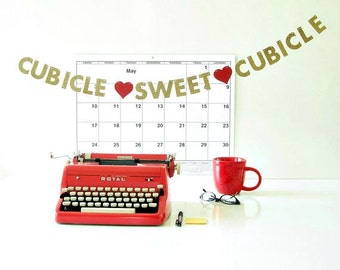 Cubicle Sweet Cubicle MINI BANNER, Office Desk Accessory, 1.5" Glitter Letter Garland, Coworker Gift, New Job Gift, Cubicle Decoration