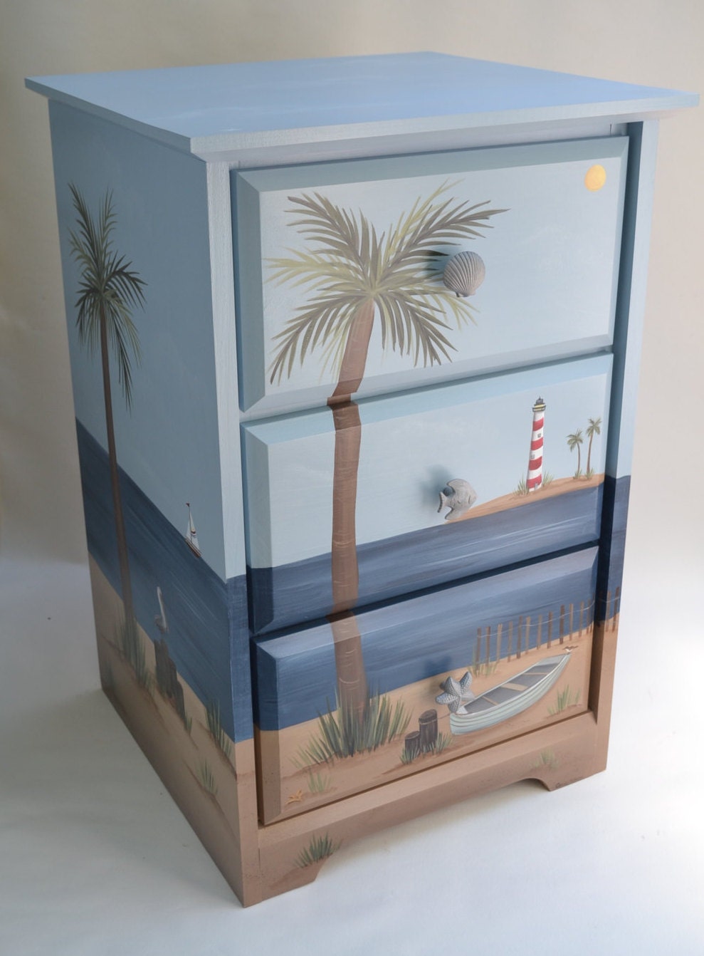 Hand Painted Beach Furniture/ Beach Chest/ Beach Nightstand/