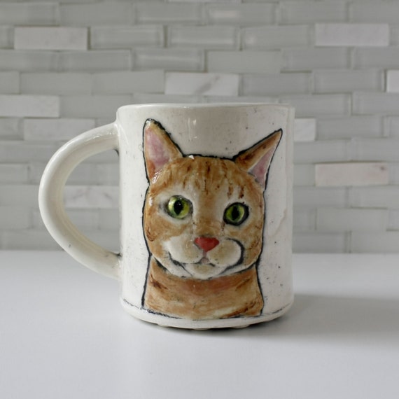 Ginger Cat Mug tabby cat coffee mug tea cup orange by hadleyclay
