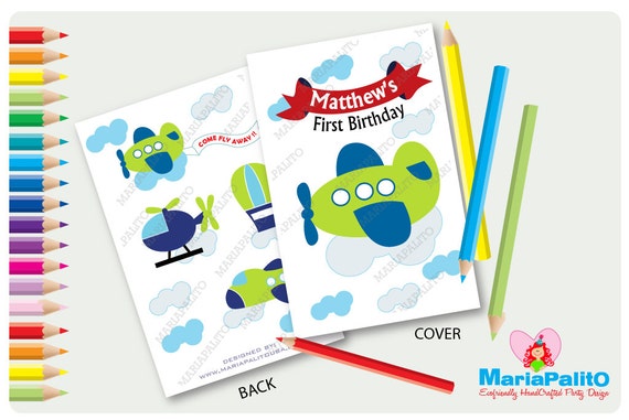 6 Plane Coloring Books, Planes Birthday Party, Personalized Coloring Books Party Favors A1079 Il_570xn