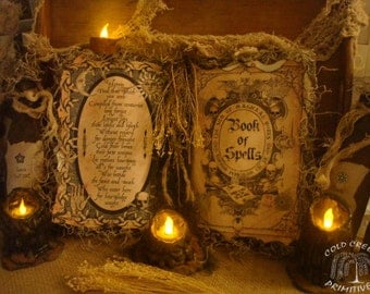 Primitive Book of Spells Halloween Spell Book