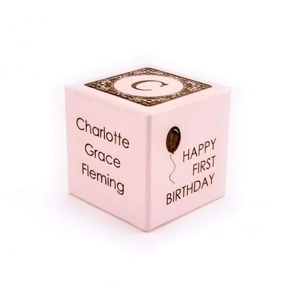 First Birthday Gift For Baby Girl Personalized Baby Block