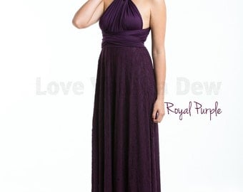 Bridesmaid Dress Infinity Dress Royal Purple Lace Floor Length Maxi Wrap Convertible Dress Wedding Dress