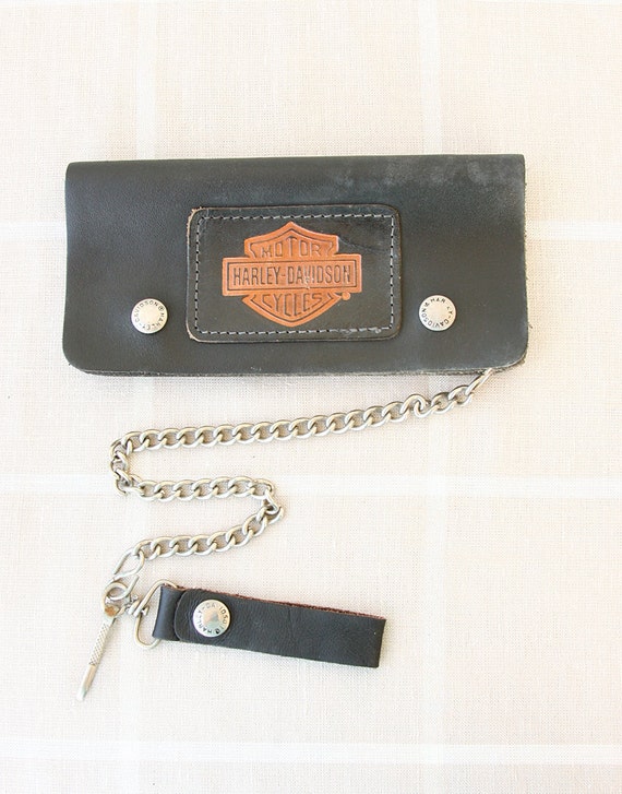 Vintage Harley Davidson wallet Leather bifold wallet Black