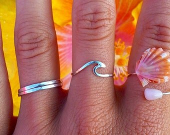 Wave Ring Solid Sterling Silver, 14K Gold Filled, nalu ring, ocean, wave, beach jewelry, ocean jewelry, nautical jewelry, hawaii, surf