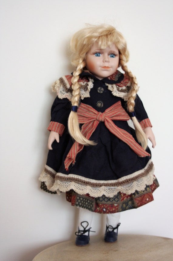 Vintage German Doll 1970s Porcelain Doll Collectible by HappyEight