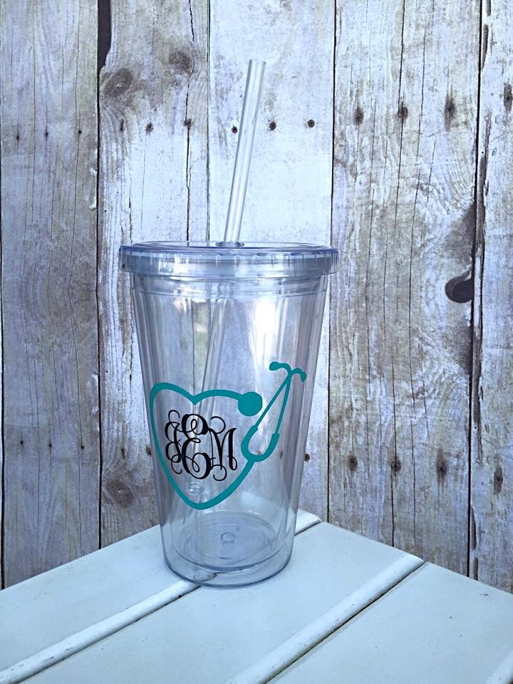 Monogram Nurses Tumbler Stethoscope Nurse Cup