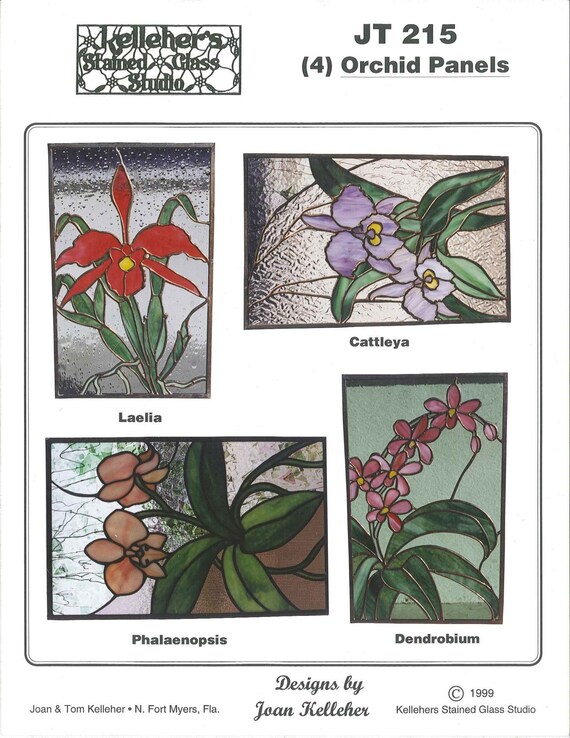 Jt215Stained Glass Orchid Patterns by kellehersstainedglas on Etsy