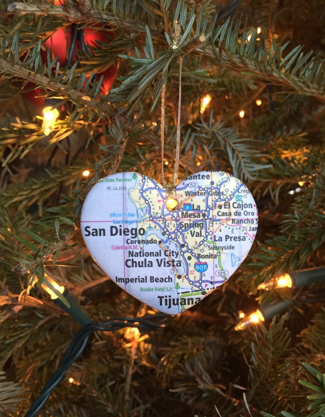 San Diego Map Ornament