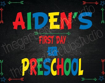 First Day of School Back to School Printable 1st Day of School Preschool Back to School Chalkboard Sign First Day of First Grade Boy Girl