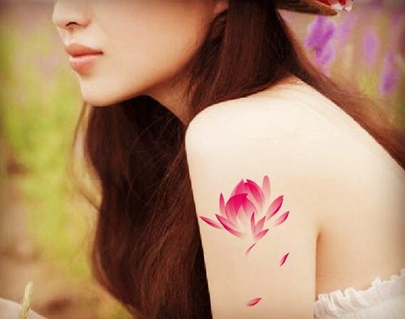 temporary 3-5 tattoos years painting lotus tattoo temporary ink fake flower Chinese skin