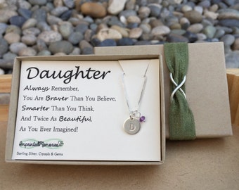 Gift for daughter - daughter gift - Tiny initial necklace birthstone ...