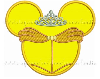 Cute miss mouse princess belle Applique Design Instant Download 2sizes