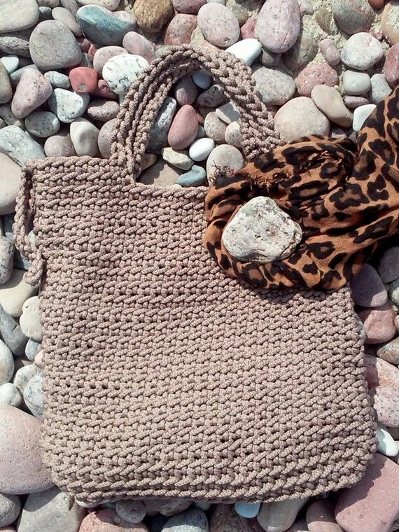 Knitted pouch Handmade rope bag Crochet women pouch Tote