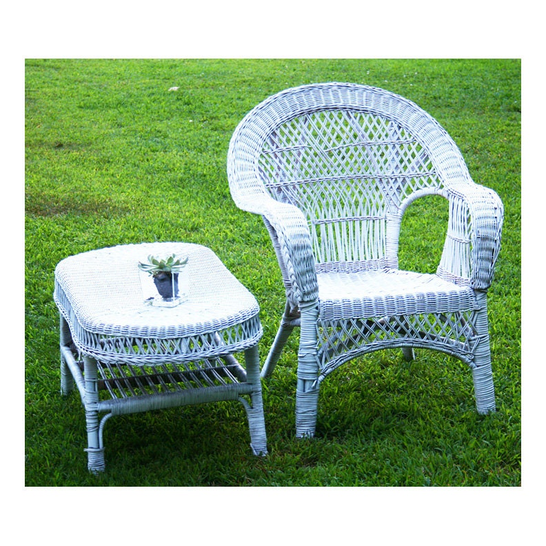 White Wicker Table and Chair Set Haute Juice