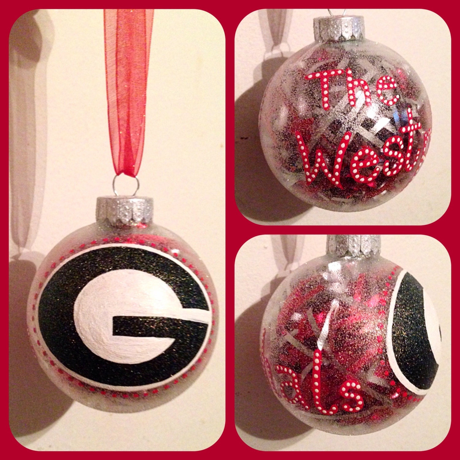 UGA Georgia Bulldog Christmas Ornament Hand Painted Georgia