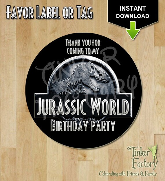 Jurassic World Birthday Party Favor Label / Tag - Digital File - Printable - Instant Download - Favor Tag - Favor Label - Dinosaurs