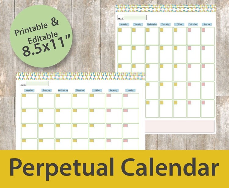 perpetual calendar printable year at one by