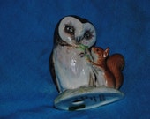 BEATRIX POTTER Old Mr. Brown and Squirrel Beswick England Figurine