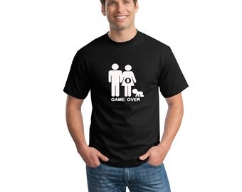 Game over t shirt pregnant couple family shirt funny gift for new dad for girlfriend ladies men women T-Shirt Tee shirt