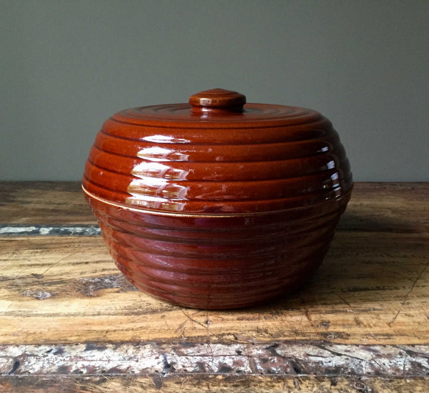 Mid Century Stoneware Casserole Dish by EnchantedWestVintage