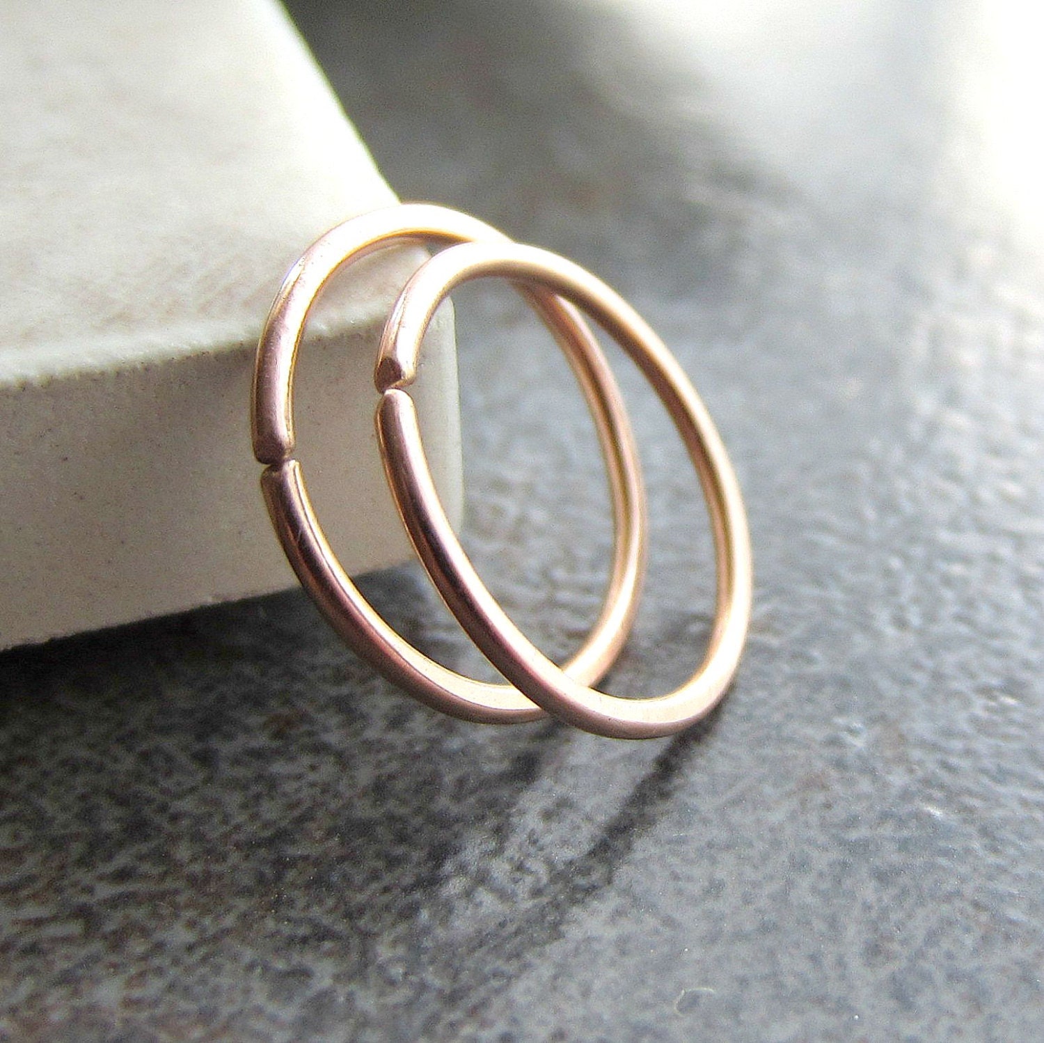 Rose Gold Small Hoop Earrings 14K Gold filled by