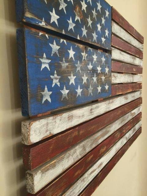 American Flag pallet art hand painted by thestandardcollectiv