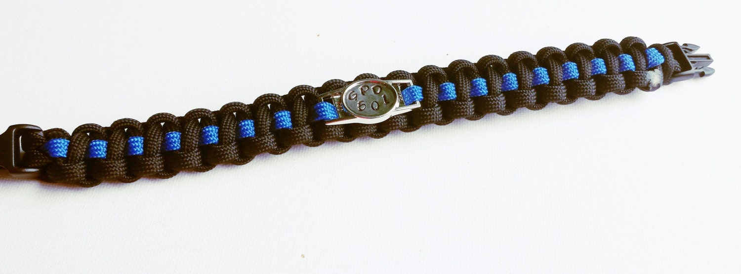Thin Blue Line Paracord Bracelet Custom Thin by MJSurviveInStyle
