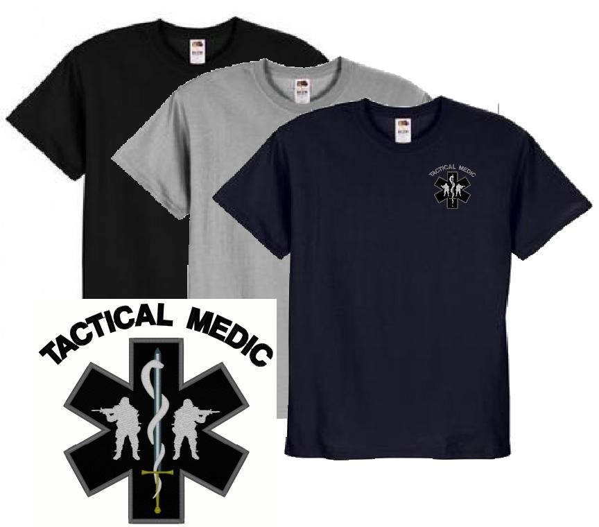 Tactical Medic Embroidered Tee Shirt M-5X SWAT Police