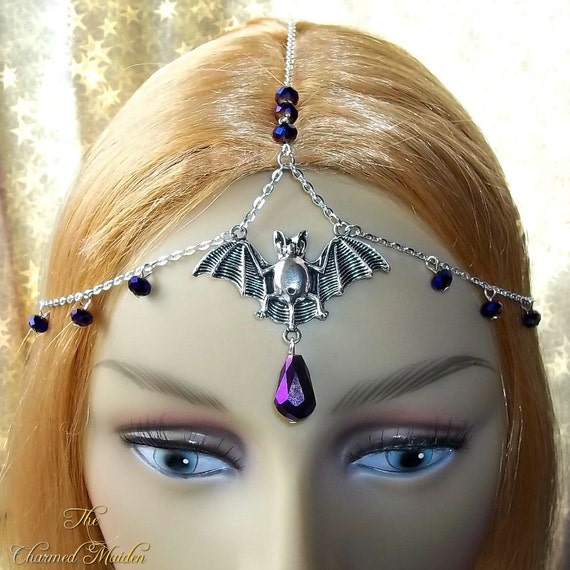 Bat Head Chain Headdress Circlet Headpiece by TheCharmedMaiden