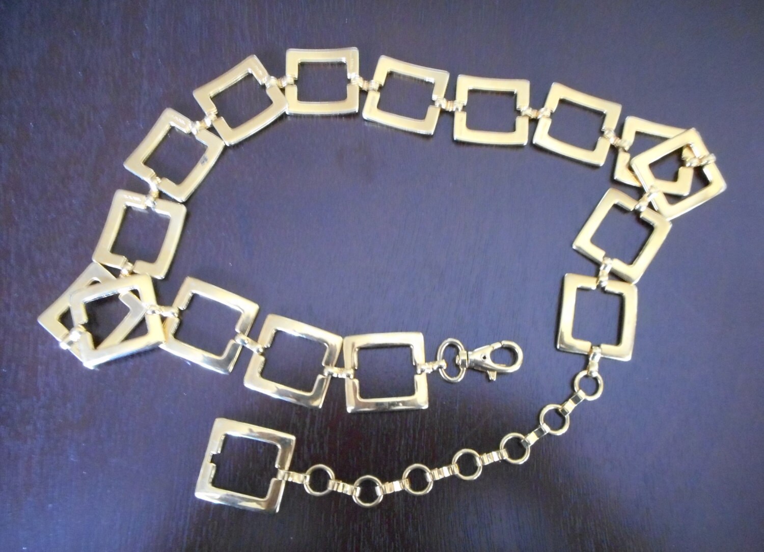 Wonderful Gold Metal Chain Belt , 4 cm squares, made in Italy Haute Juice