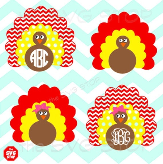 Download Items similar to Monogram Patterned Turkey SVG and studio ...