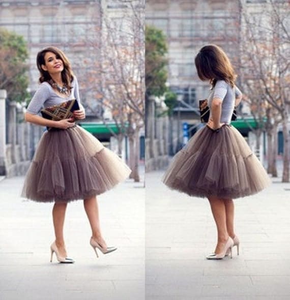 Mocha Very Fluffy Full Layered Petticoat Tulle Skirt Tutu