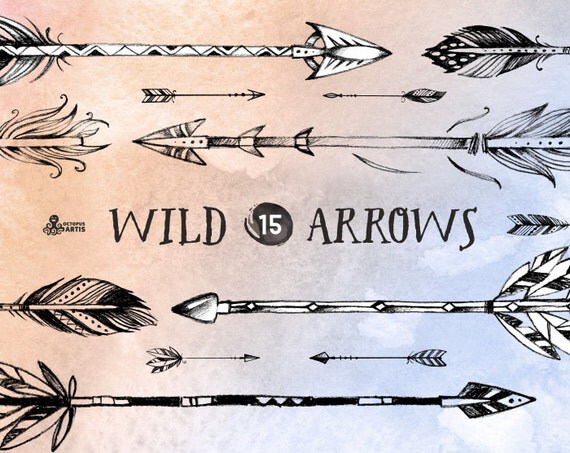 wild arrows 15 hand drawn clipart tribal native diy wild arrows 15 hand drawn clipart tribal native diy
