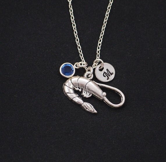 shrimp necklace sterling silver filled initial necklace