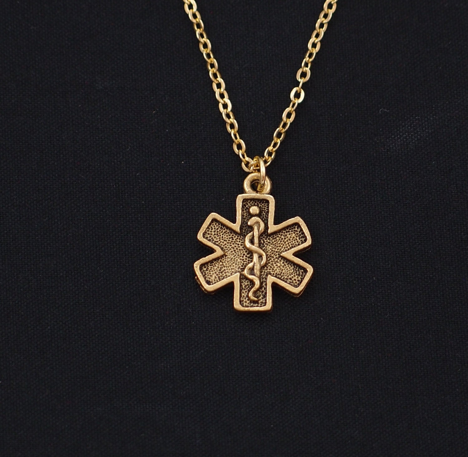 diabetes necklace gold filled gold medical alert charm gift