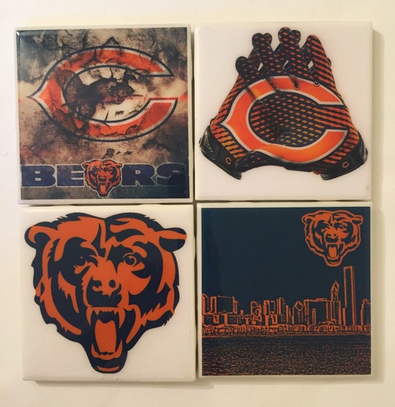 Items similar to Coasters- Handmade NFL Chicago Bears Ceramic Coaster ...