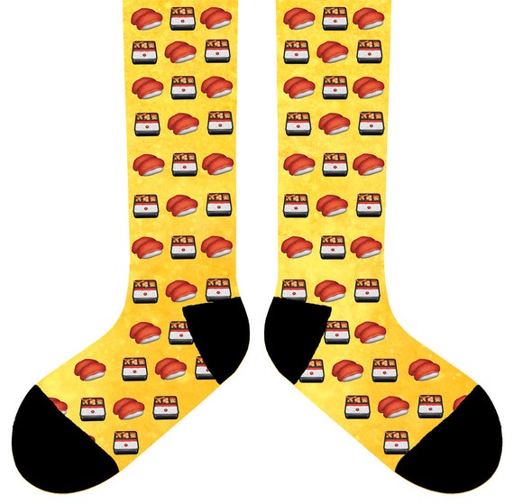 s19SUSHI EMOJI EMOJIS Socks classic vintage retro by Craftilocks