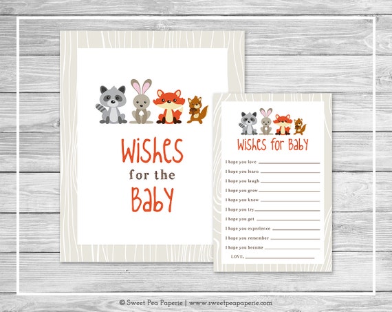 card bingo template baby Shower Wishes for Woodland Animals Baby Cards Printable Baby