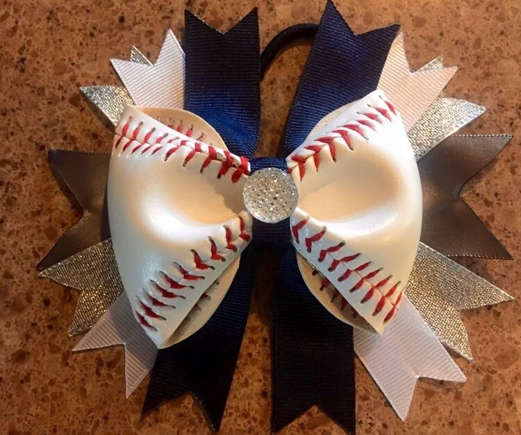 Baseball Cheer Hair Bow Made From Real by CharacterBowtiqueTH